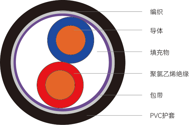 DJVVP型<span>计算机与仪表屏蔽电缆</span>结构图